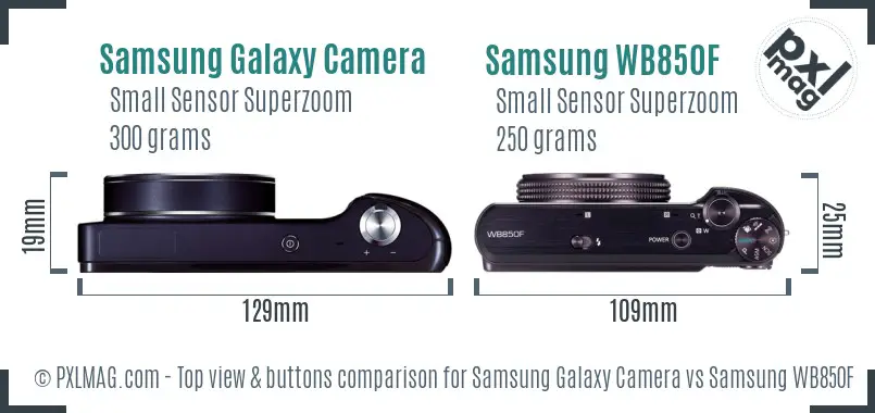 Samsung Galaxy Camera vs Samsung WB850F top view buttons comparison
