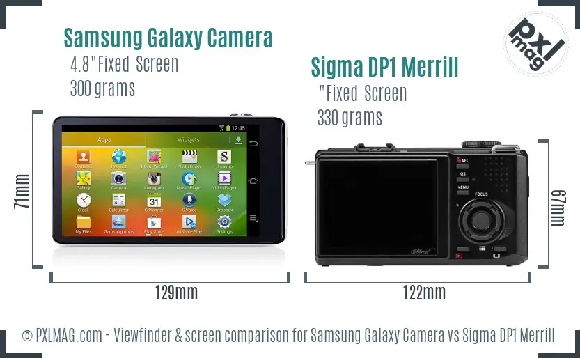 Samsung Galaxy Camera vs Sigma DP1 Merrill Screen and Viewfinder comparison
