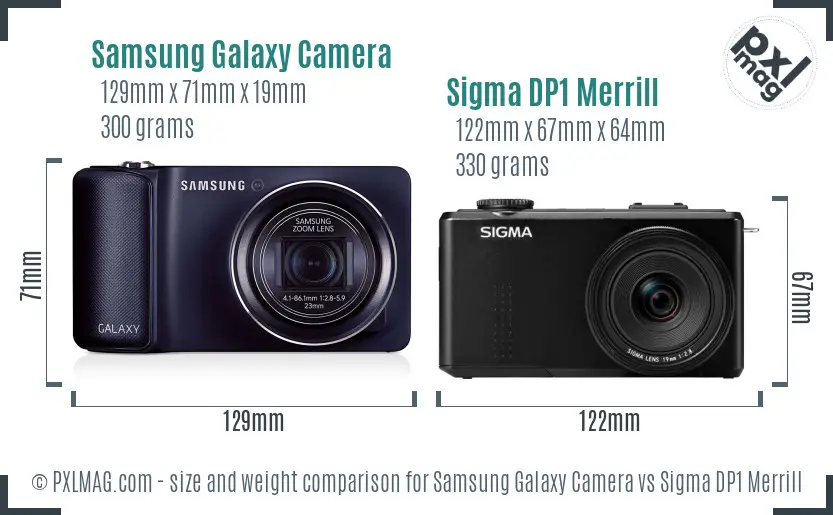 Samsung Galaxy Camera vs Sigma DP1 Merrill size comparison