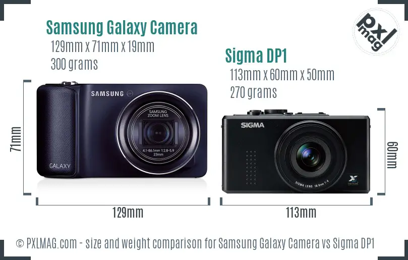 Samsung Galaxy Camera vs Sigma DP1 size comparison