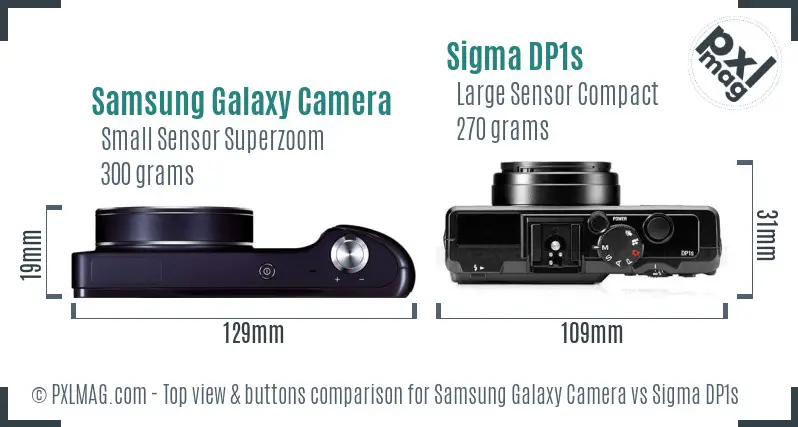 Samsung Galaxy Camera vs Sigma DP1s top view buttons comparison