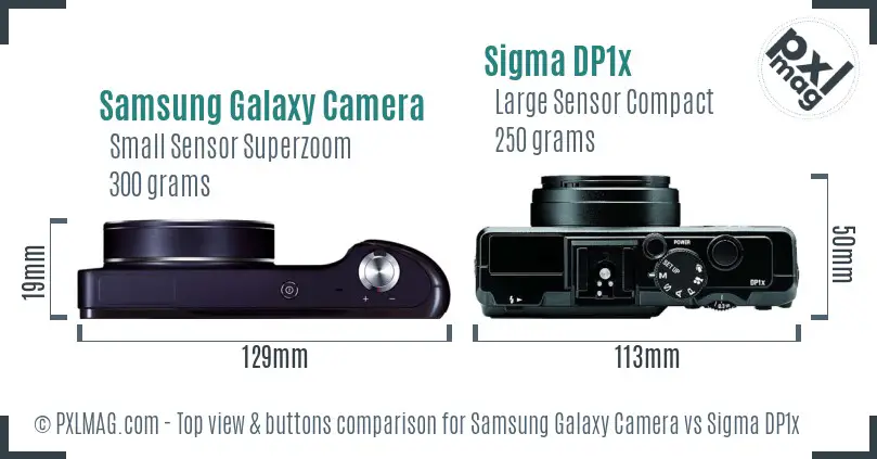 Samsung Galaxy Camera vs Sigma DP1x top view buttons comparison