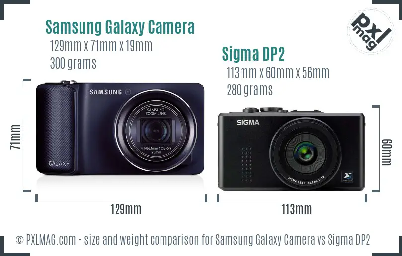 Samsung Galaxy Camera vs Sigma DP2 size comparison