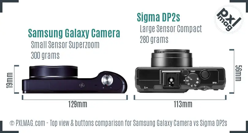 Samsung Galaxy Camera vs Sigma DP2s top view buttons comparison