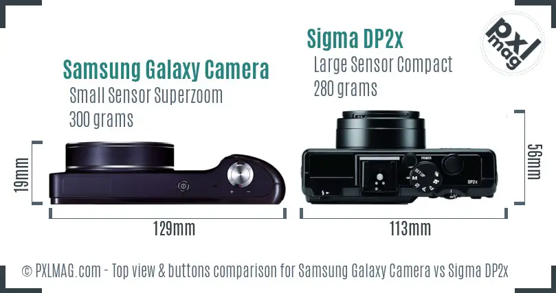 Samsung Galaxy Camera vs Sigma DP2x top view buttons comparison