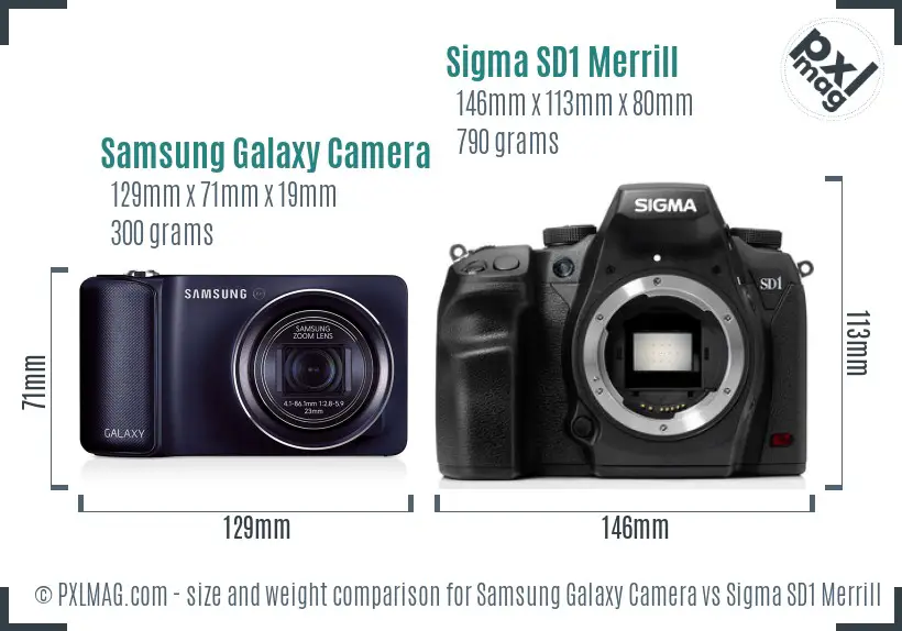 Samsung Galaxy Camera vs Sigma SD1 Merrill size comparison
