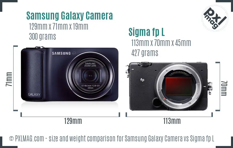 Samsung Galaxy Camera vs Sigma fp L size comparison