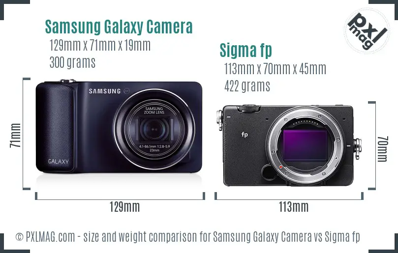 Samsung Galaxy Camera vs Sigma fp size comparison