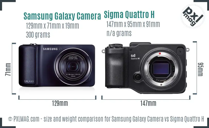 Samsung Galaxy Camera vs Sigma Quattro H size comparison