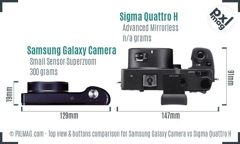 Samsung Galaxy Camera vs Sigma Quattro H top view buttons comparison