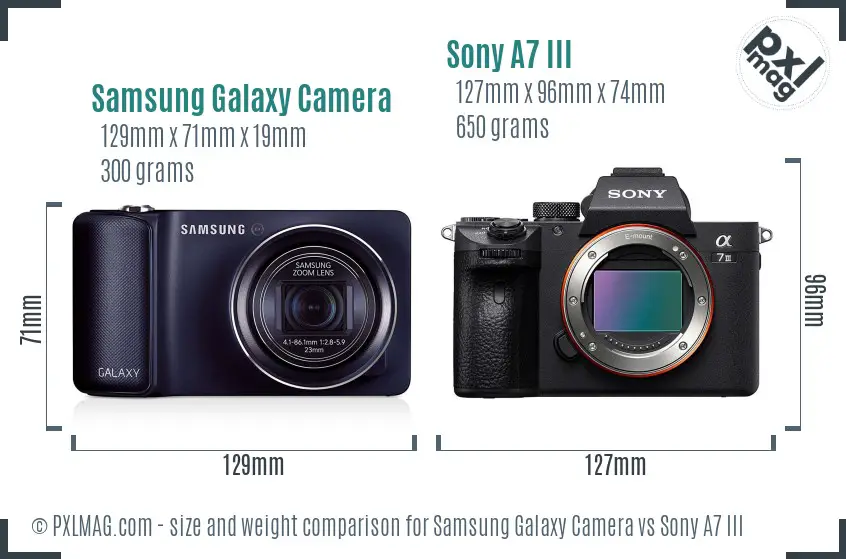 Samsung Galaxy Camera vs Sony A7 III size comparison