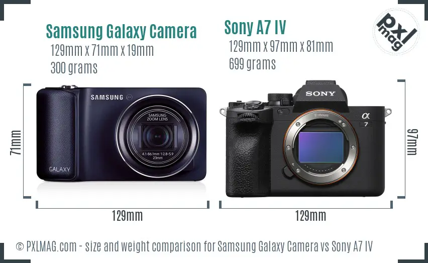 Samsung Galaxy Camera vs Sony A7 IV size comparison