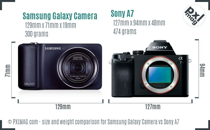 Samsung Galaxy Camera vs Sony A7 size comparison