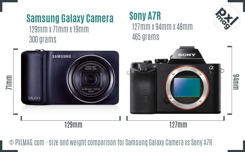 Samsung Galaxy Camera vs Sony A7R size comparison