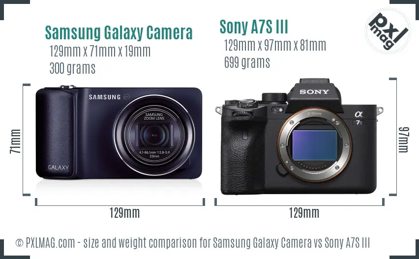 Samsung Galaxy Camera vs Sony A7S III size comparison