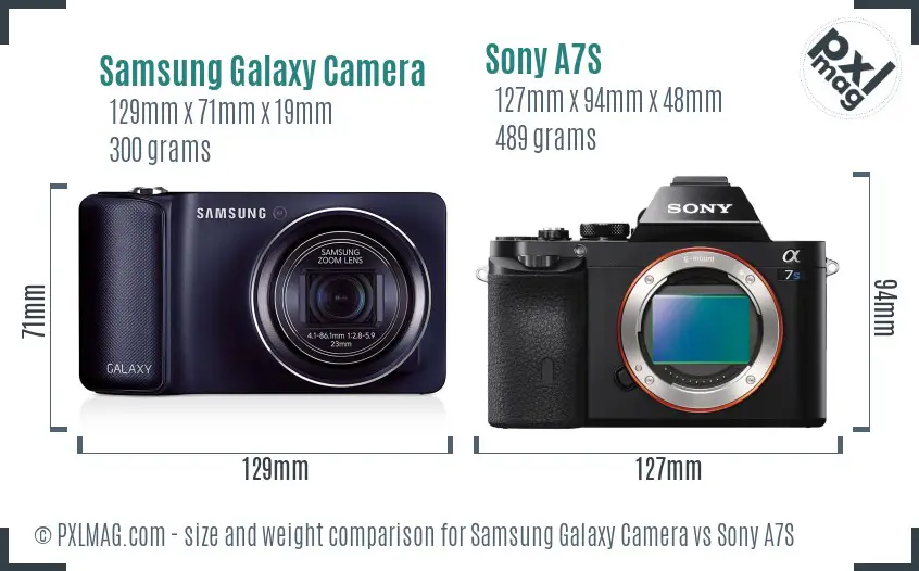 Samsung Galaxy Camera vs Sony A7S size comparison