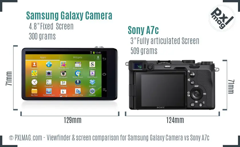 Samsung Galaxy Camera vs Sony A7c Screen and Viewfinder comparison