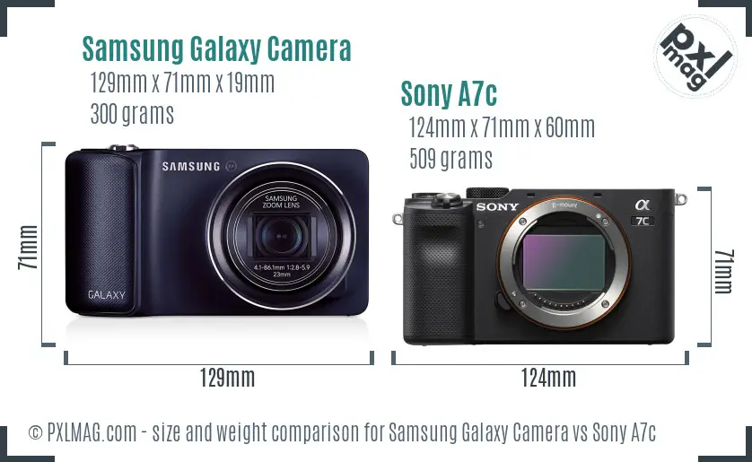 Samsung Galaxy Camera vs Sony A7c size comparison