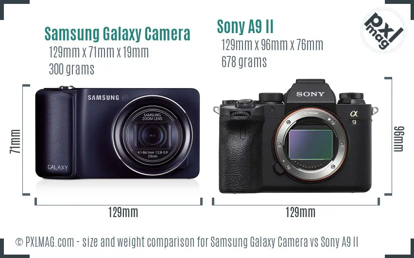 Samsung Galaxy Camera vs Sony A9 II size comparison
