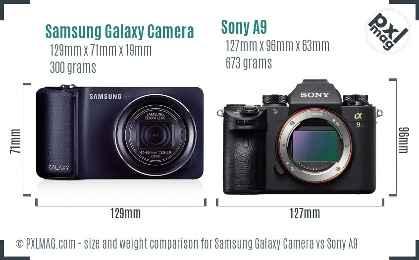 Samsung Galaxy Camera vs Sony A9 size comparison