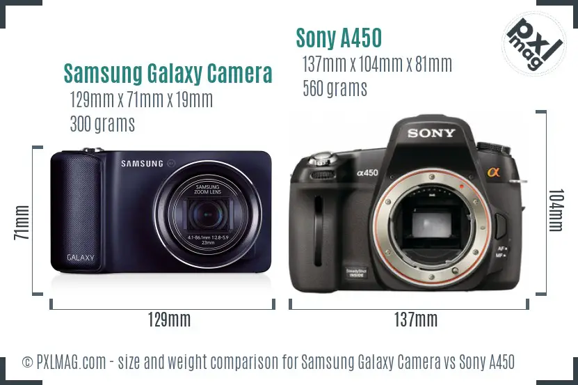 Samsung Galaxy Camera vs Sony A450 size comparison