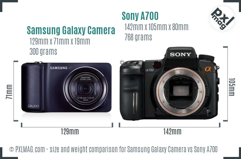 Samsung Galaxy Camera vs Sony A700 size comparison