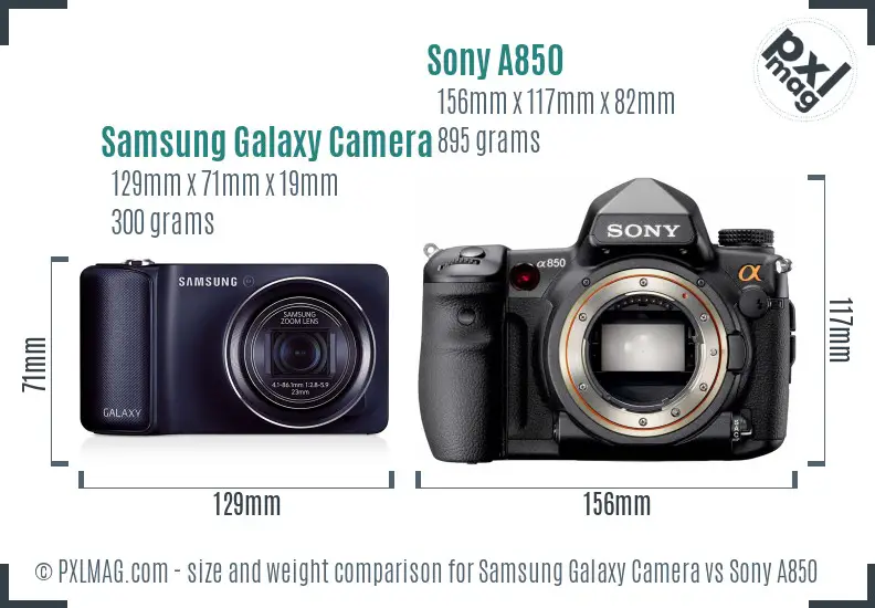 Samsung Galaxy Camera vs Sony A850 size comparison