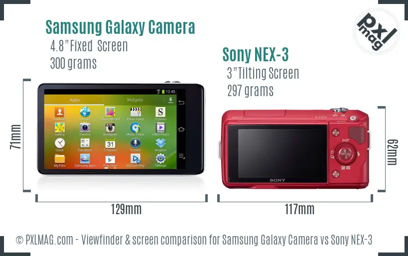 Samsung Galaxy Camera vs Sony NEX-3 Screen and Viewfinder comparison