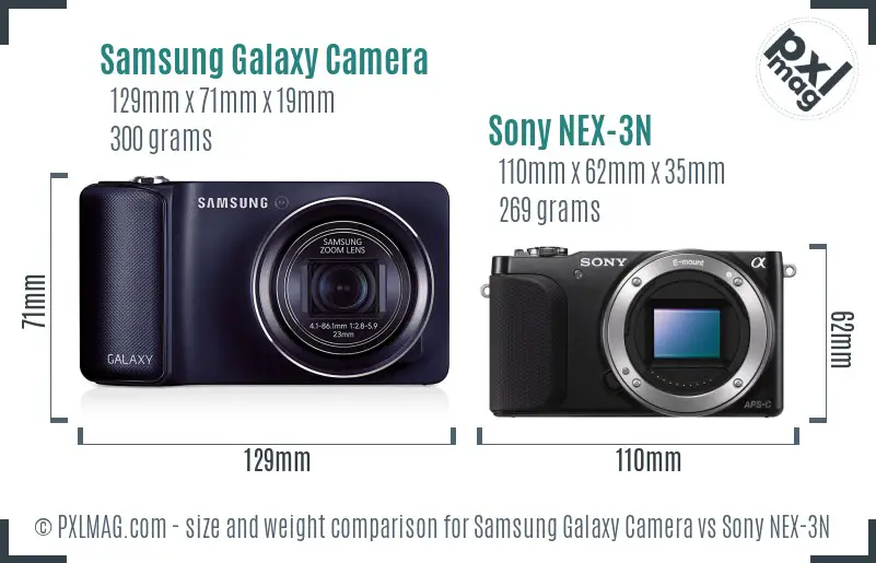 Samsung Galaxy Camera vs Sony NEX-3N size comparison