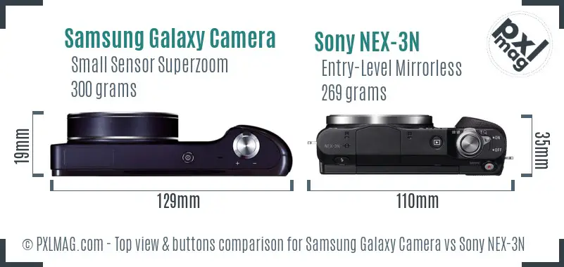 Samsung Galaxy Camera vs Sony NEX-3N top view buttons comparison