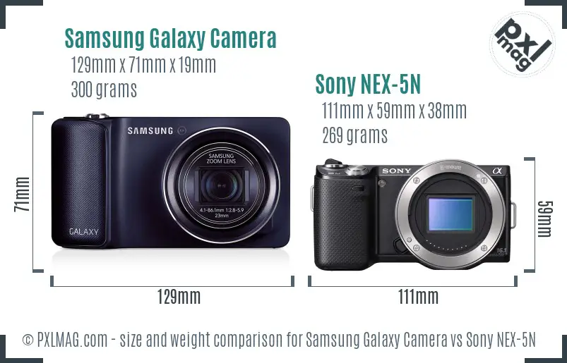 Samsung Galaxy Camera vs Sony NEX-5N size comparison
