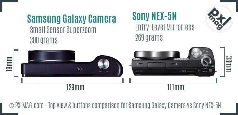 Samsung Galaxy Camera vs Sony NEX-5N top view buttons comparison