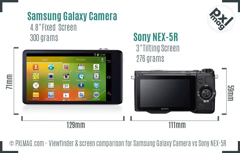 Samsung Galaxy Camera vs Sony NEX-5R Screen and Viewfinder comparison