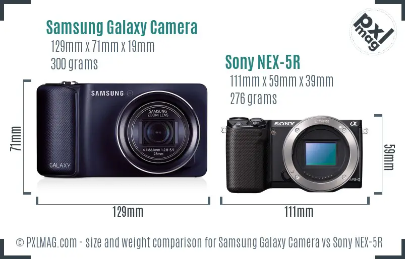 Samsung Galaxy Camera vs Sony NEX-5R size comparison