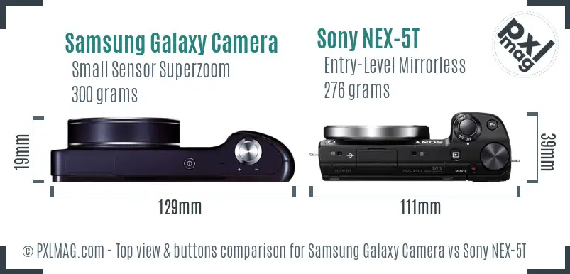 Samsung Galaxy Camera vs Sony NEX-5T top view buttons comparison