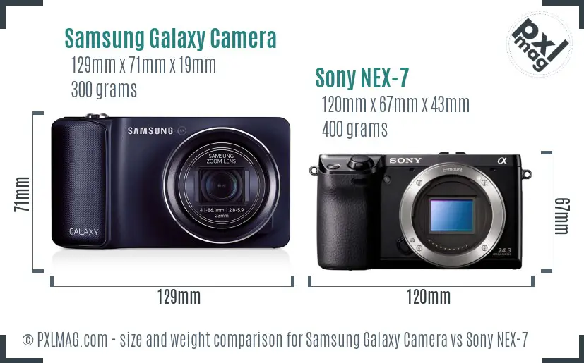 Samsung Galaxy Camera vs Sony NEX-7 size comparison