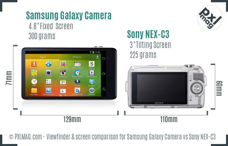 Samsung Galaxy Camera vs Sony NEX-C3 Screen and Viewfinder comparison