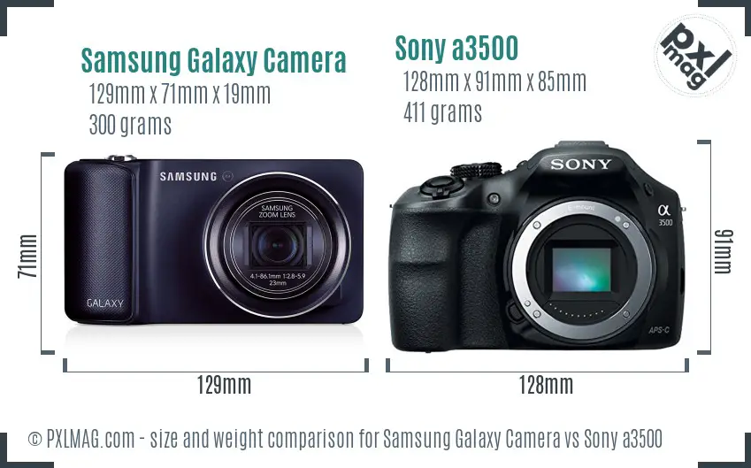 Samsung Galaxy Camera vs Sony a3500 size comparison