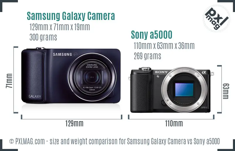 Samsung Galaxy Camera vs Sony a5000 size comparison