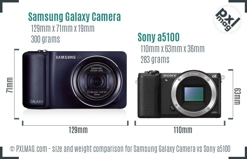 Samsung Galaxy Camera vs Sony a5100 size comparison