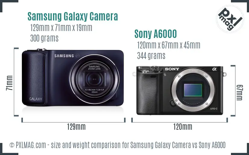 Samsung Galaxy Camera vs Sony A6000 size comparison