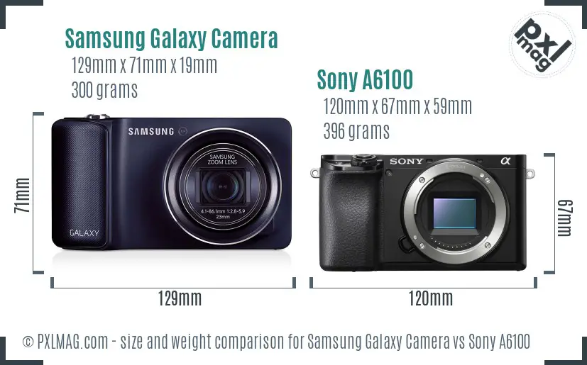 Samsung Galaxy Camera vs Sony A6100 size comparison