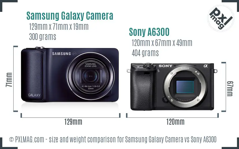Samsung Galaxy Camera vs Sony A6300 size comparison