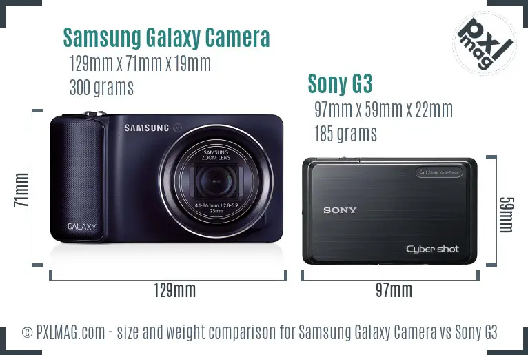 Samsung Galaxy Camera vs Sony G3 size comparison