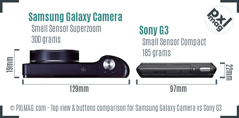 Samsung Galaxy Camera vs Sony G3 top view buttons comparison