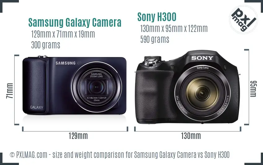 Samsung Galaxy Camera vs Sony H300 size comparison