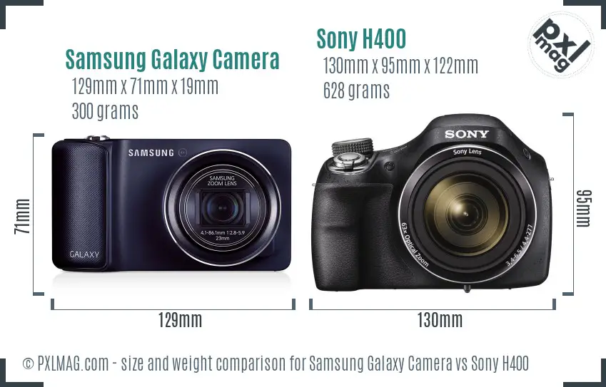 Samsung Galaxy Camera vs Sony H400 size comparison