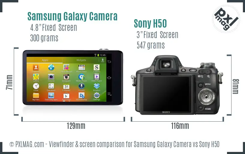 Samsung Galaxy Camera vs Sony H50 Screen and Viewfinder comparison