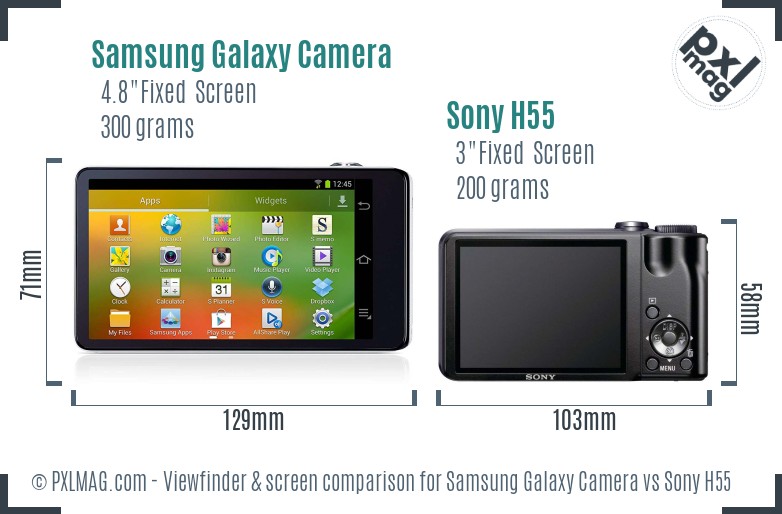 Samsung Galaxy Camera vs Sony H55 Screen and Viewfinder comparison