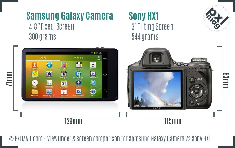 Samsung Galaxy Camera vs Sony HX1 Screen and Viewfinder comparison